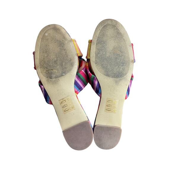 J . Crew Multicolor Rainbow Stripe Cora Criss Cross Strap Slide Sandals - Picture 11 of 11